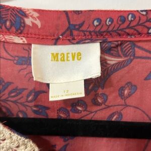 Maeve Red and Blue Patterned Blouse